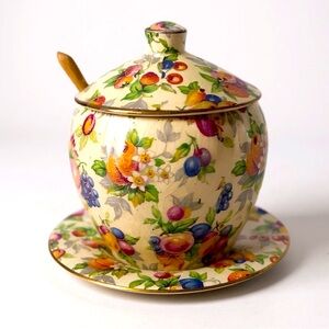 Royal Winton Evesham Jam Jelly and Lid with Under Plate